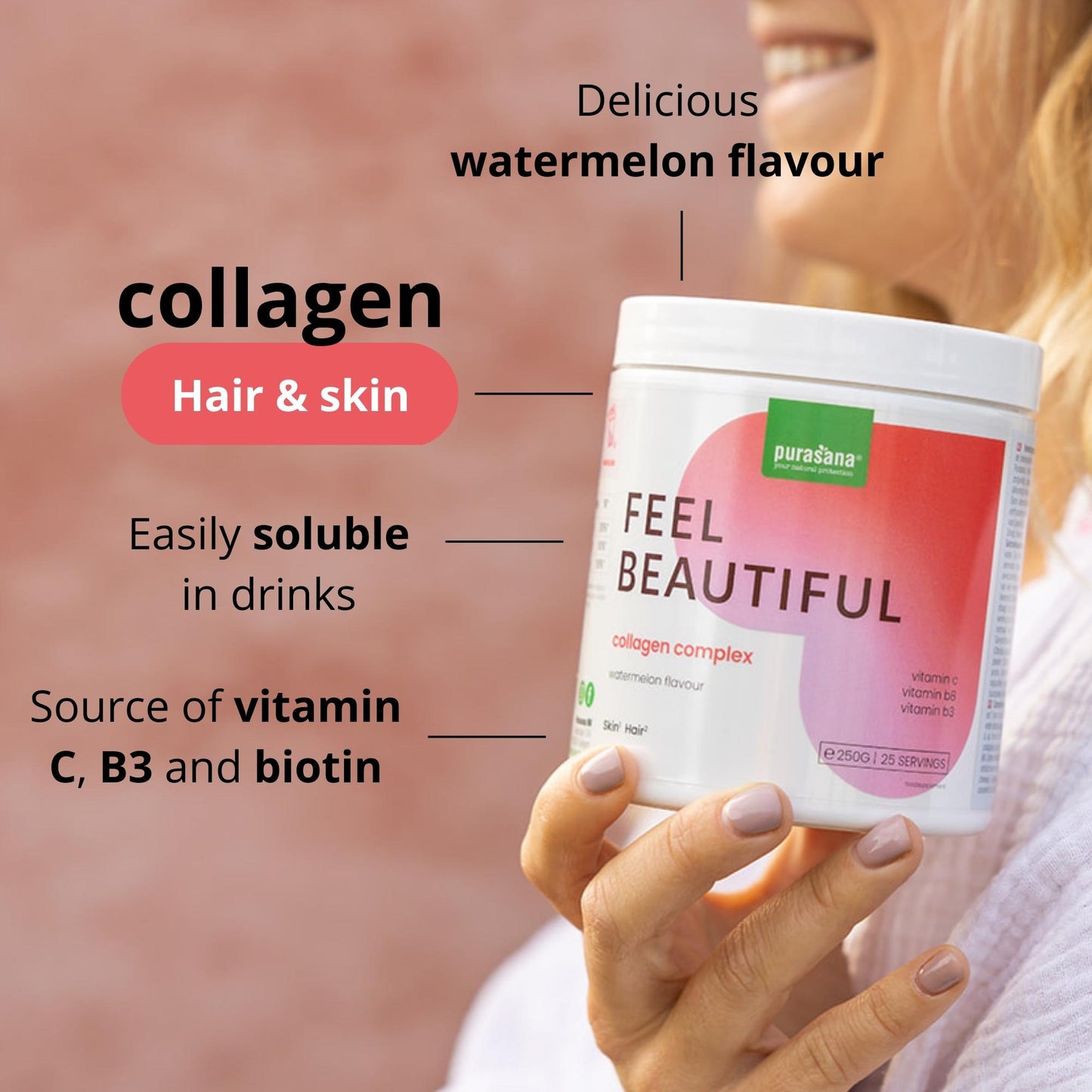 Feel Beautiful Collagen Powder - Watermelon
