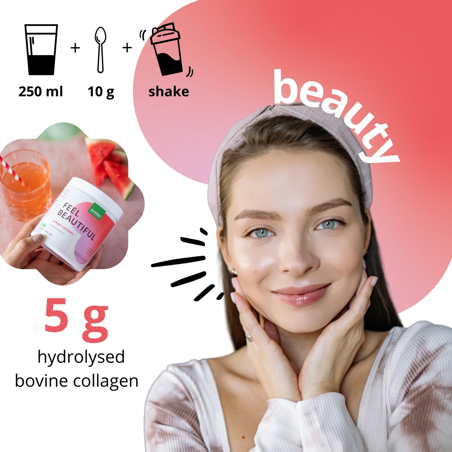 Feel Beautiful Collagen Powder - Watermelon